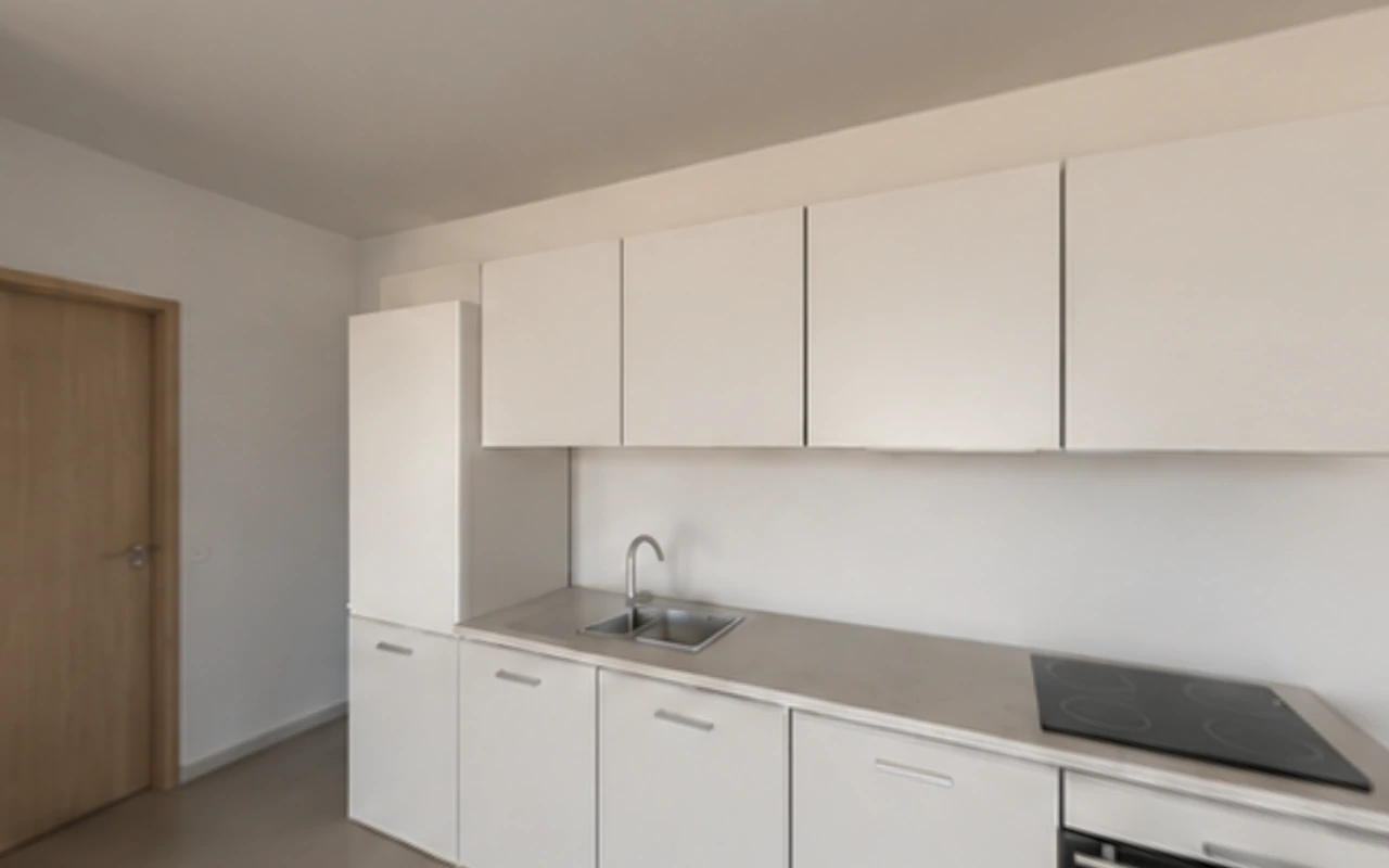 Sala e cozinha · T2 norte, piso 1, imagem 360 realista
